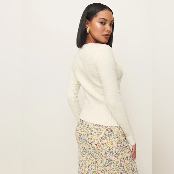 NWT Reformation Fia Cashmere Blend Cardigan in Gossamer - Picture 4 of 9